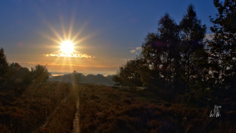 Mistieke zonsopkomst.