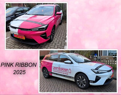 Collage  Pink  car  bijdrage  PINK RIBBON  nr16   maand okt  2025  