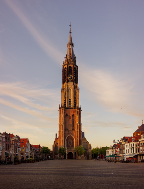 Zonsongergang in Delft