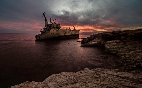 Shipwreck sunset