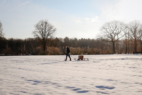 Wandelend met de slee
