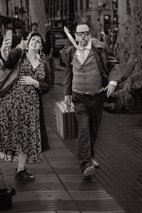 Straatartiest in Barcelona