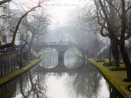 Oude gracht in de mist