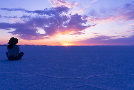 Salar de Uyuni zonsondergang
