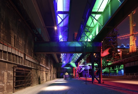 Landschaftspark Duisburg bij nacht