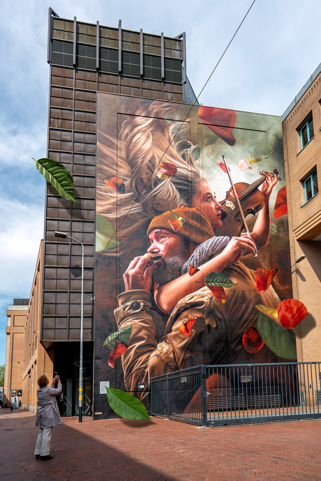 Muurschildering met een knipoog