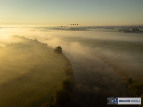 Een mistige ochtend boven de Overijsselse Vecht