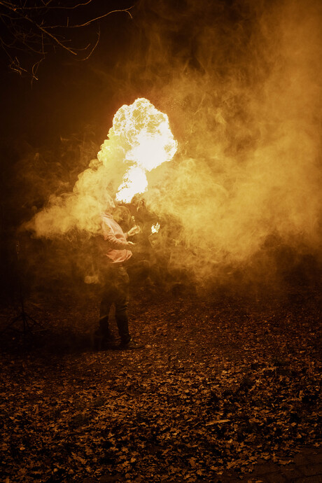 fikkie met rookmachine