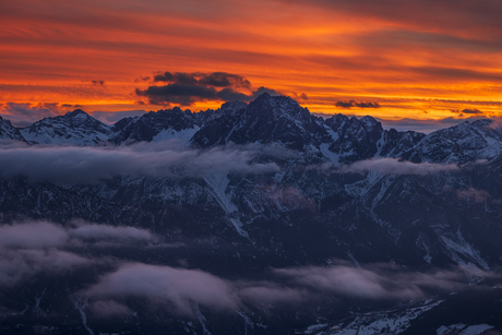 Lienzer Dolomieten bij Zonsondergang