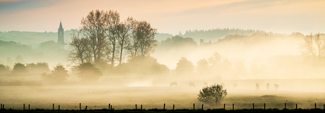 Een mistige zonsopgang 