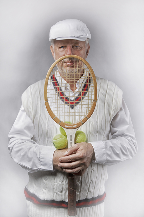 Old-fashioned tennis player