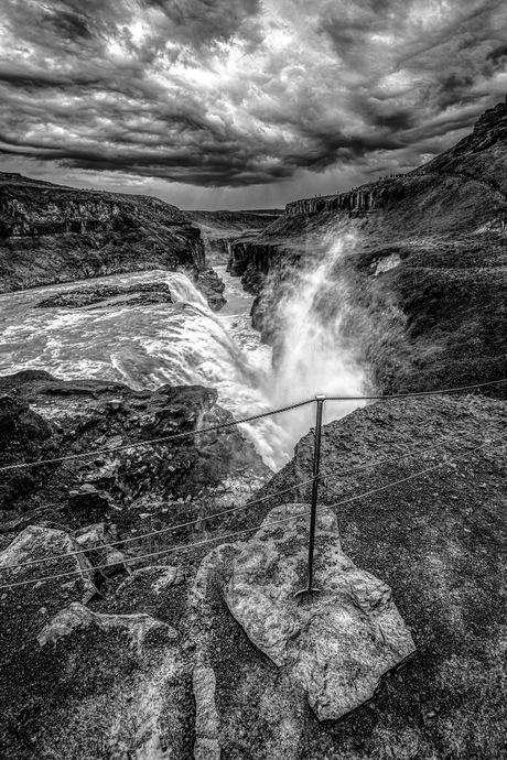 Gullfoss in zwartwit