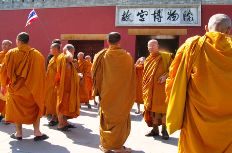 Monniken bij de verboden stad in Beijing