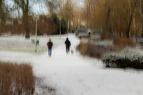 Wandelen in de eerste sneeuw.