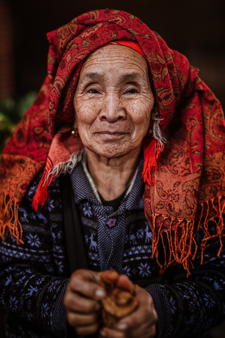 Marktkoopvrouw in Phongsali, Laos