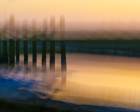 Zonsondergang in het haventje van Noordpolderzijl