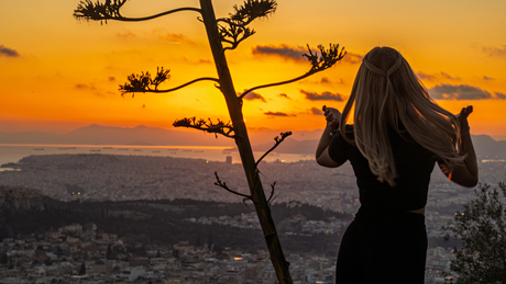 Zonsondergang in Athene