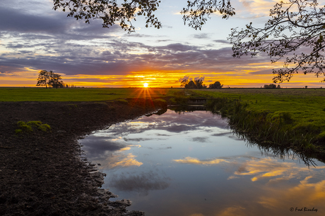 Zonsondergang in de Oderdelta, Polen