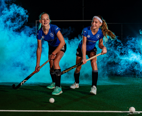 Fototshoot met rook en licht Hockeyteam 