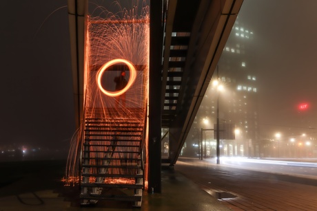 Lightpainting in Mistig Rotterdam