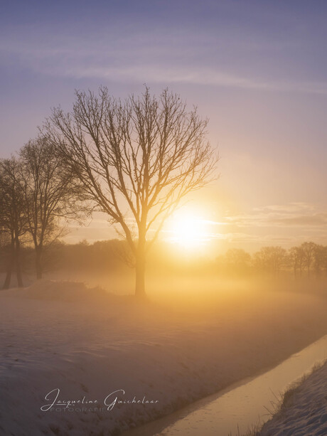 Magische koude zonsopkomst