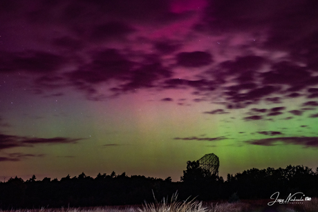 Radiotelescoop Drenthe fotograferen met het Noordenlicht Dwingeloo