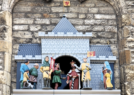 Het poppenspel van dichterbij gefotografeerd 