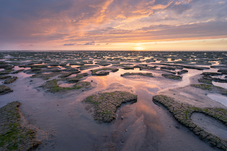 Net na zonsondergang op het Friese wad