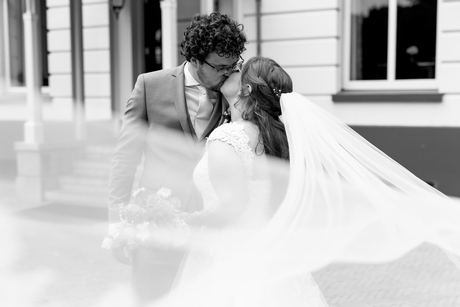 They got married in a beautiful hunting lodge. 