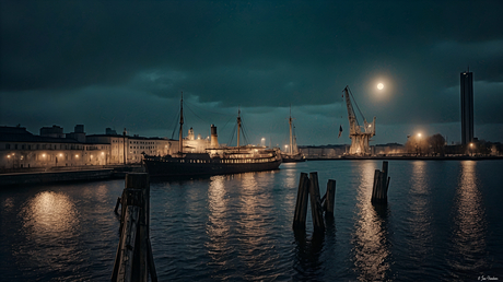 Nachtelijke Impressie van de haven van Götheborg