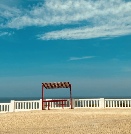 Portugal, red bench 