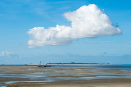 Droogvallen op het Wad.